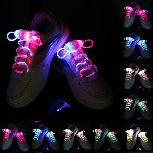 30pcs(15 pairs) waterproof light up led shoelaces fashion flash disco party glowing night sports shoe laces strings multicolors luminous, White;pink